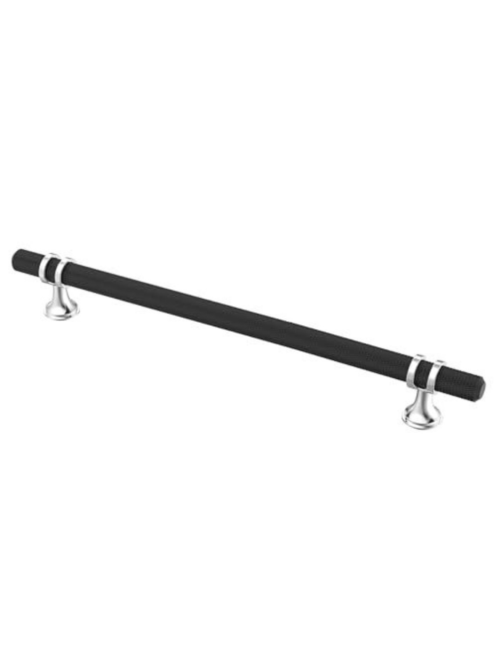 Modern Black and Silver Cabinet Bar Pull with Polished Silver Accents